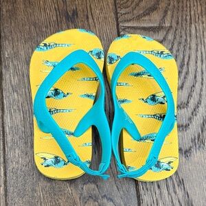 Old Navy Kids Yellow and Teal Flip Flops